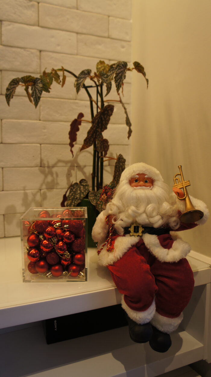 Caixa com enfeites de Natal